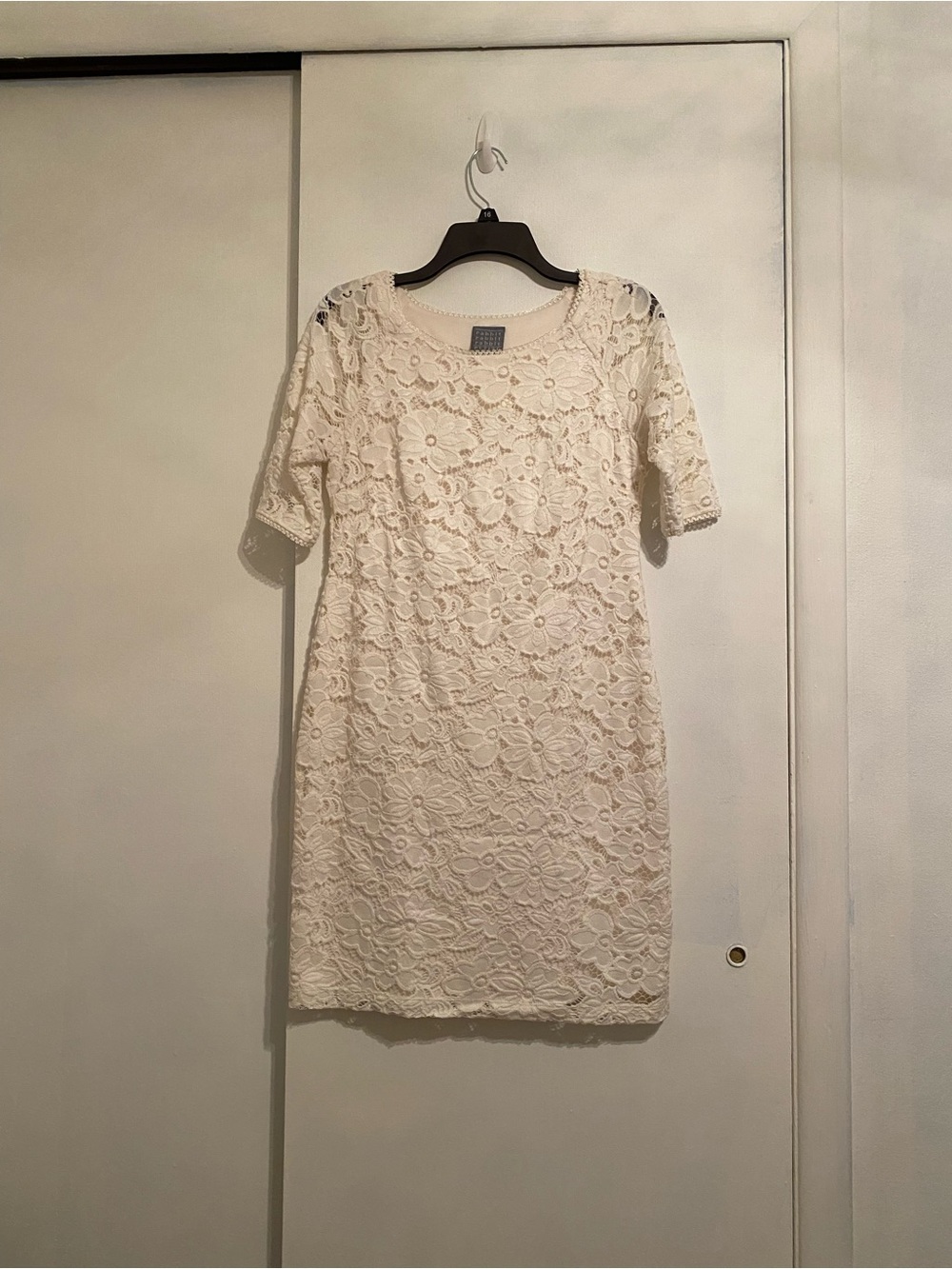 Rabbit Rabbit Rabbit Cream Floral Lace Mini Shift Dress, Women Size 10P, Classic